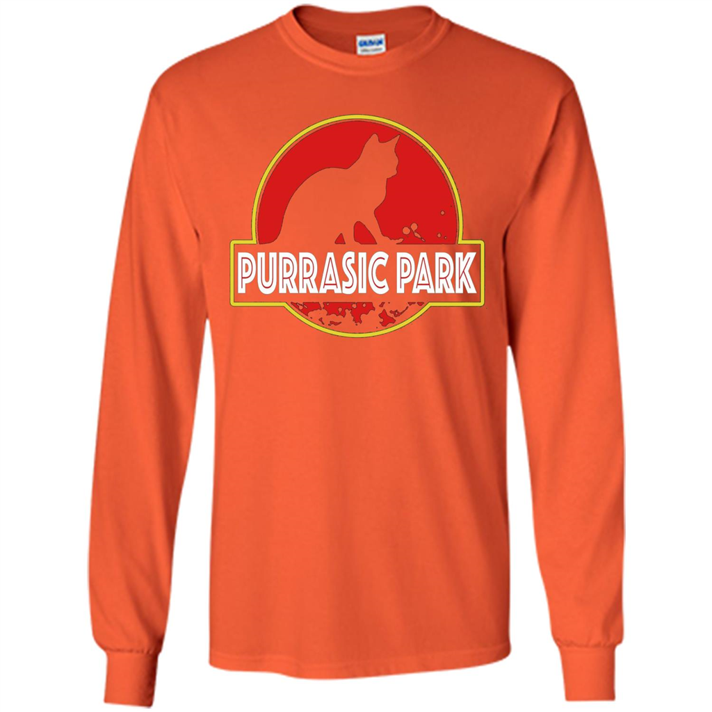 Funny Kitty Cat Graphic T-shirt Purrasic Park Cat T-Shirt Orange