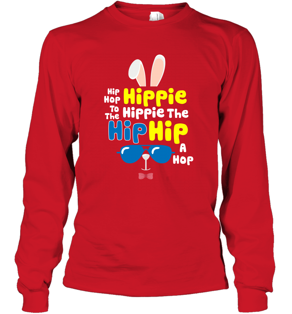 Hip Hop To The Hippie Easter Day Shirt Long Sleeve T-Shirt Long Sleeve T-Shirt Red