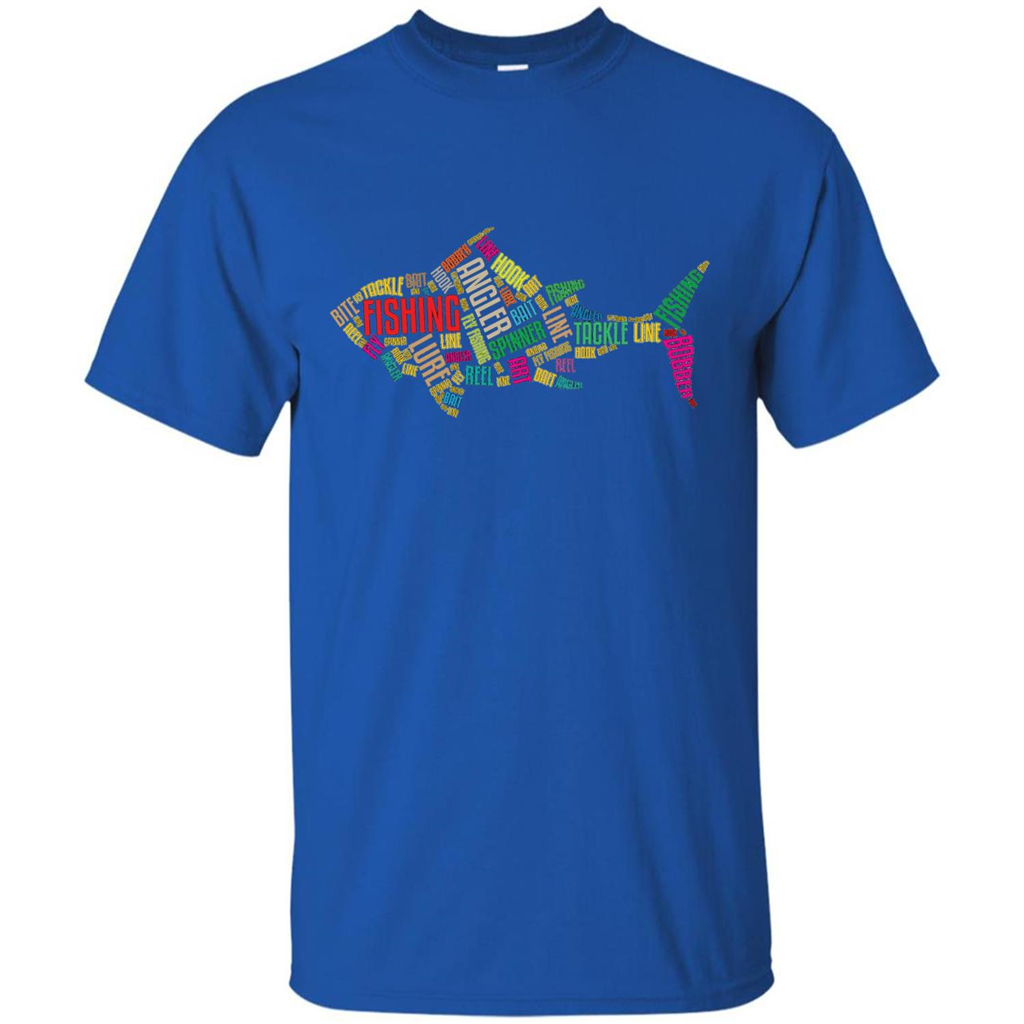 Fishing T-shirt Angler Lure Tackle Hook Reel Royal