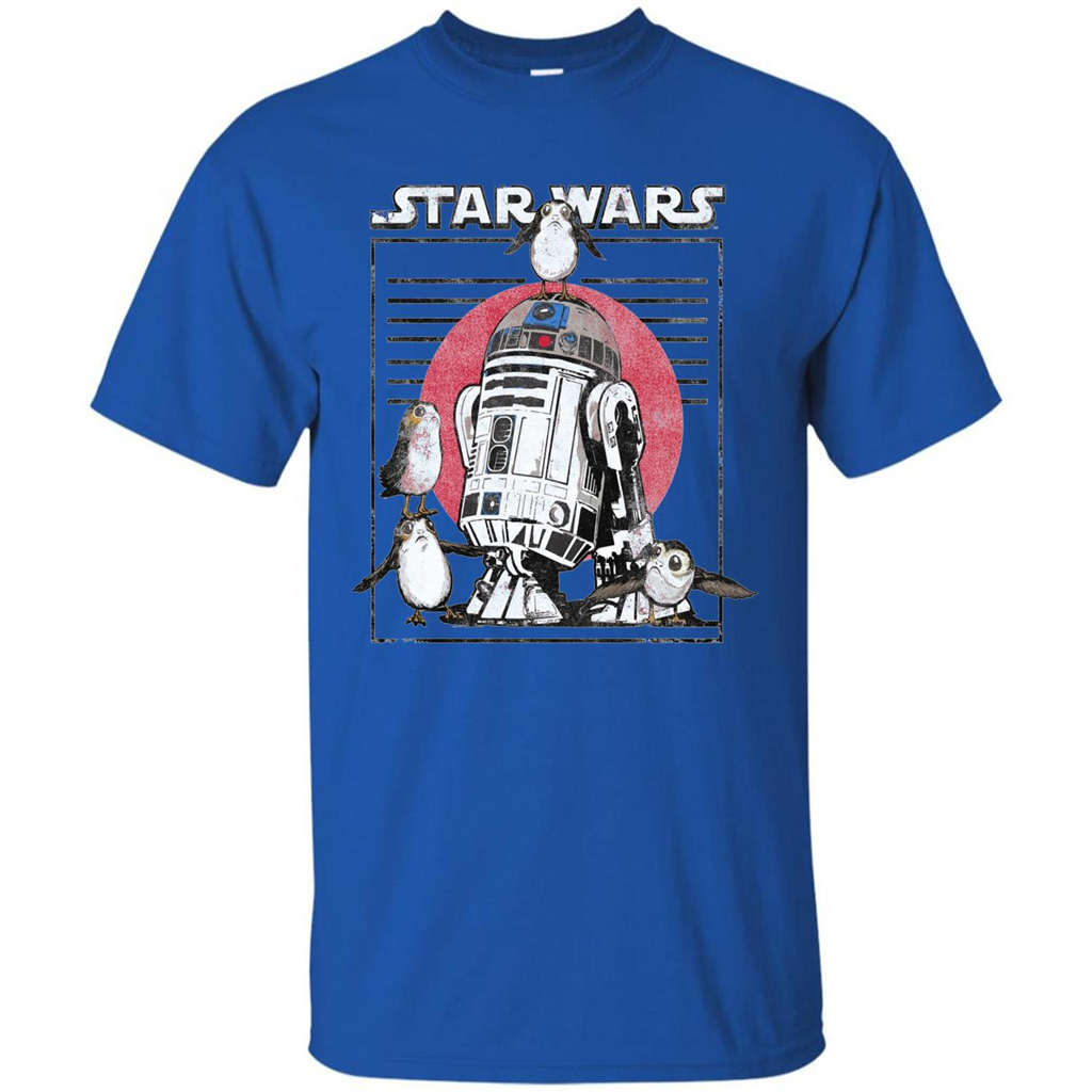 Movie T-shirt Last Jedi Flock Of Porgs Surround R2-D2 T-shirt Royal