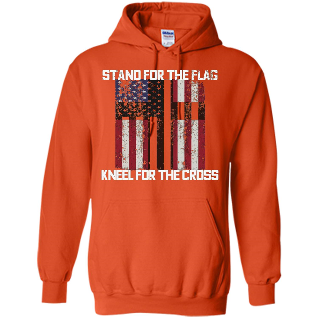 American T-shirt Stand For The Flag Kneel For The Cross Orange