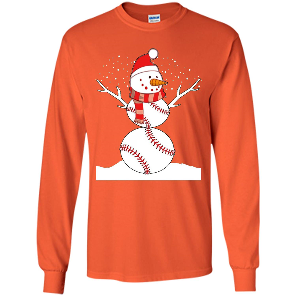 Cute Baseball Snowman Christmas T-Shirt Orange
