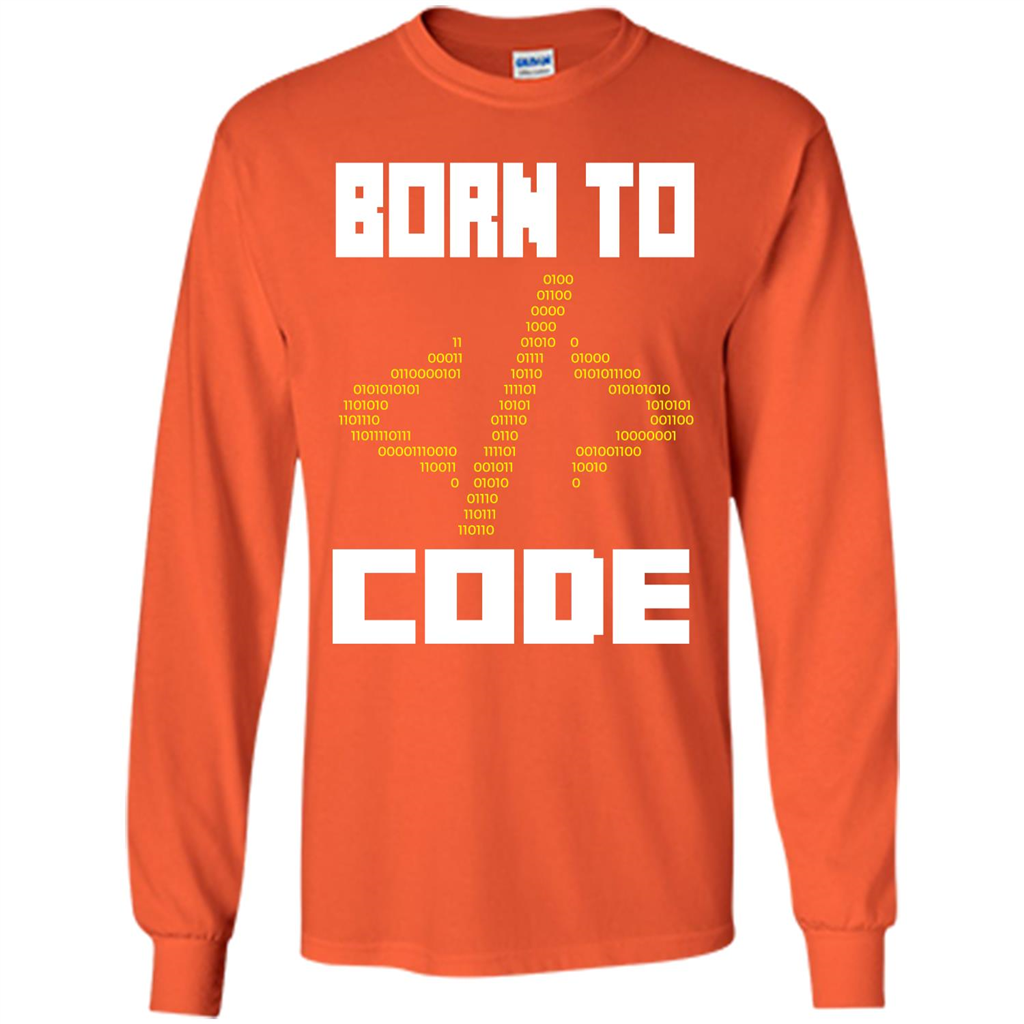 Programmers T-shirt Born To Code Design Developer Orange
