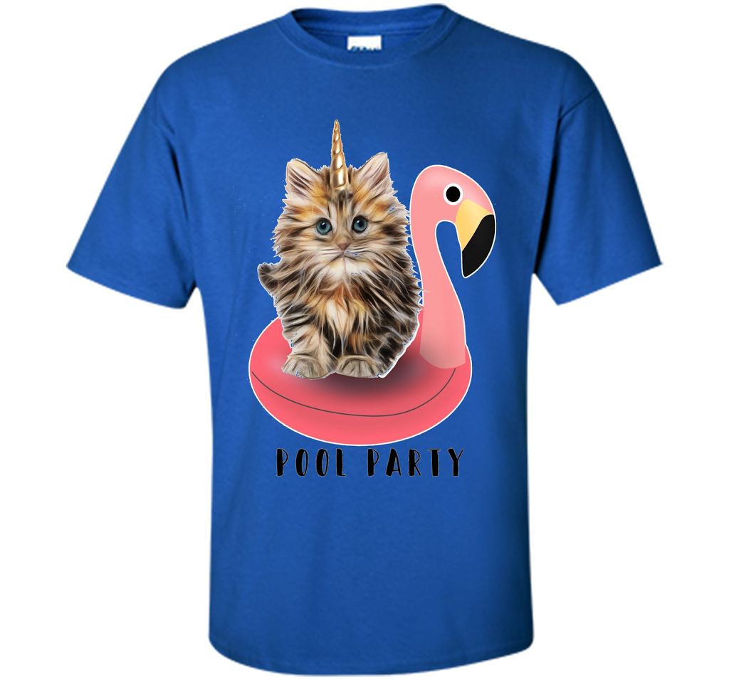 Pool Party Flamingo Float Funny Cat T-shirt for Women t-shirt Royal