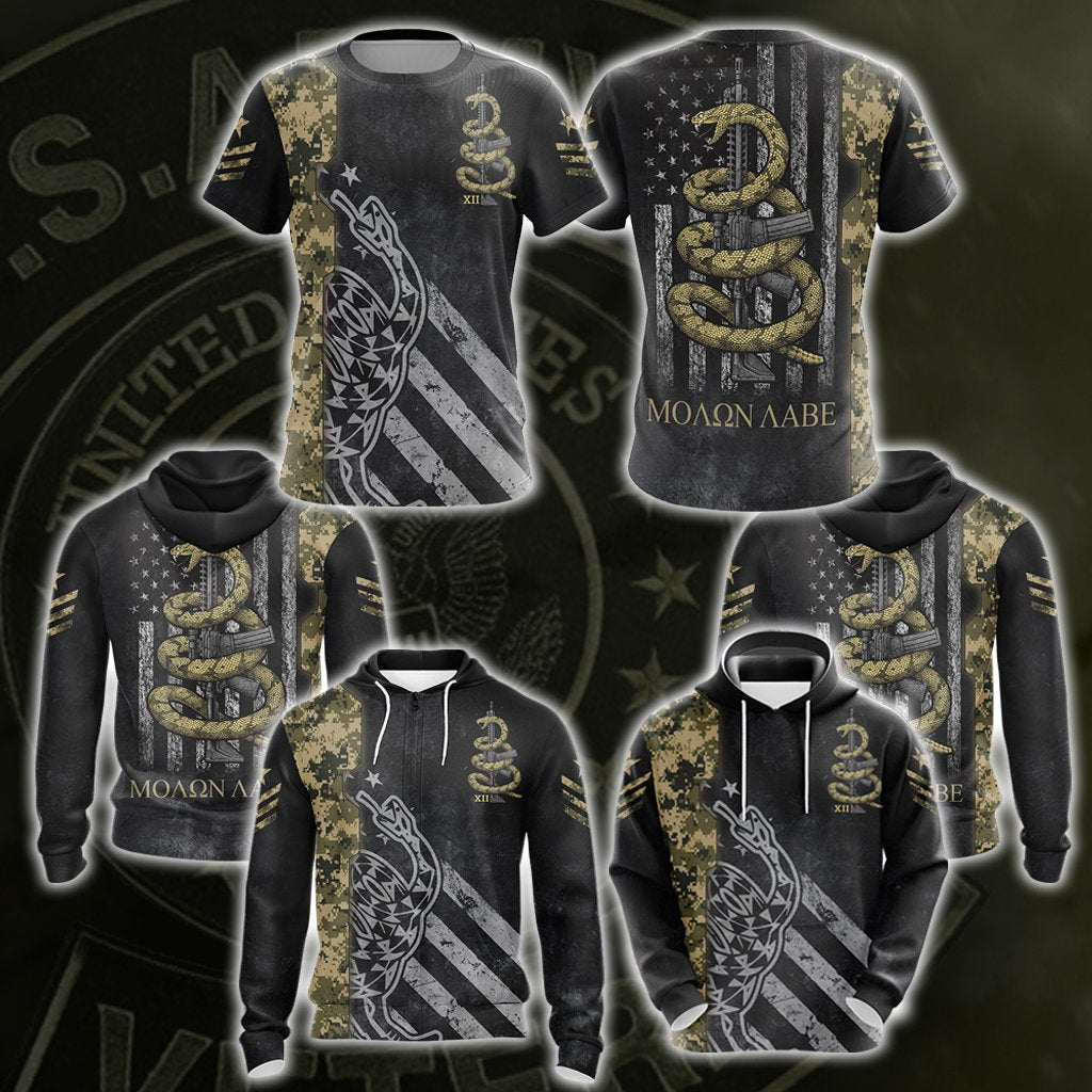 Molon Labe Come And Take Them Unisex 3D Zip Up Hoodie