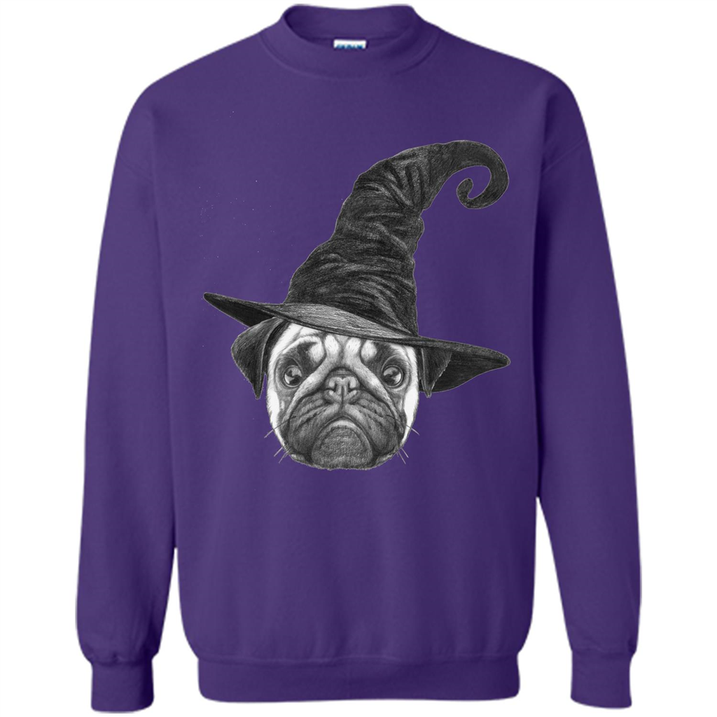 Pug Lover T-shirt Pug In Witch Hat Halloween T-Shirt Orange