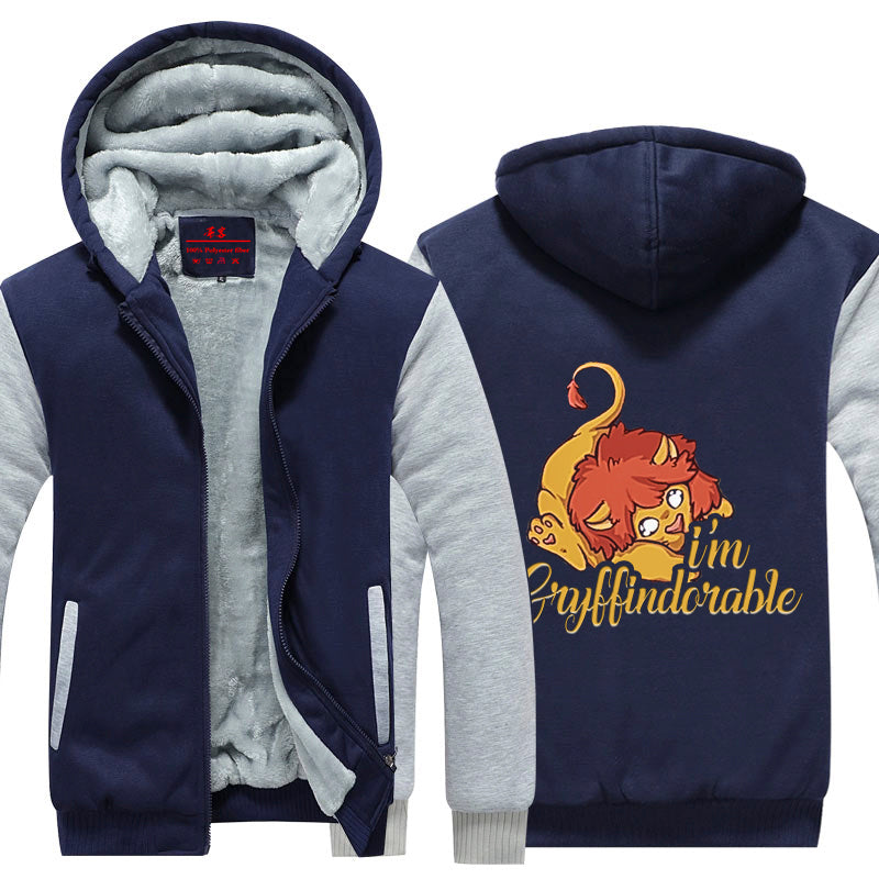 I'm Gryffindorable Harry Potter Winter Zip Hoodies Navy - White