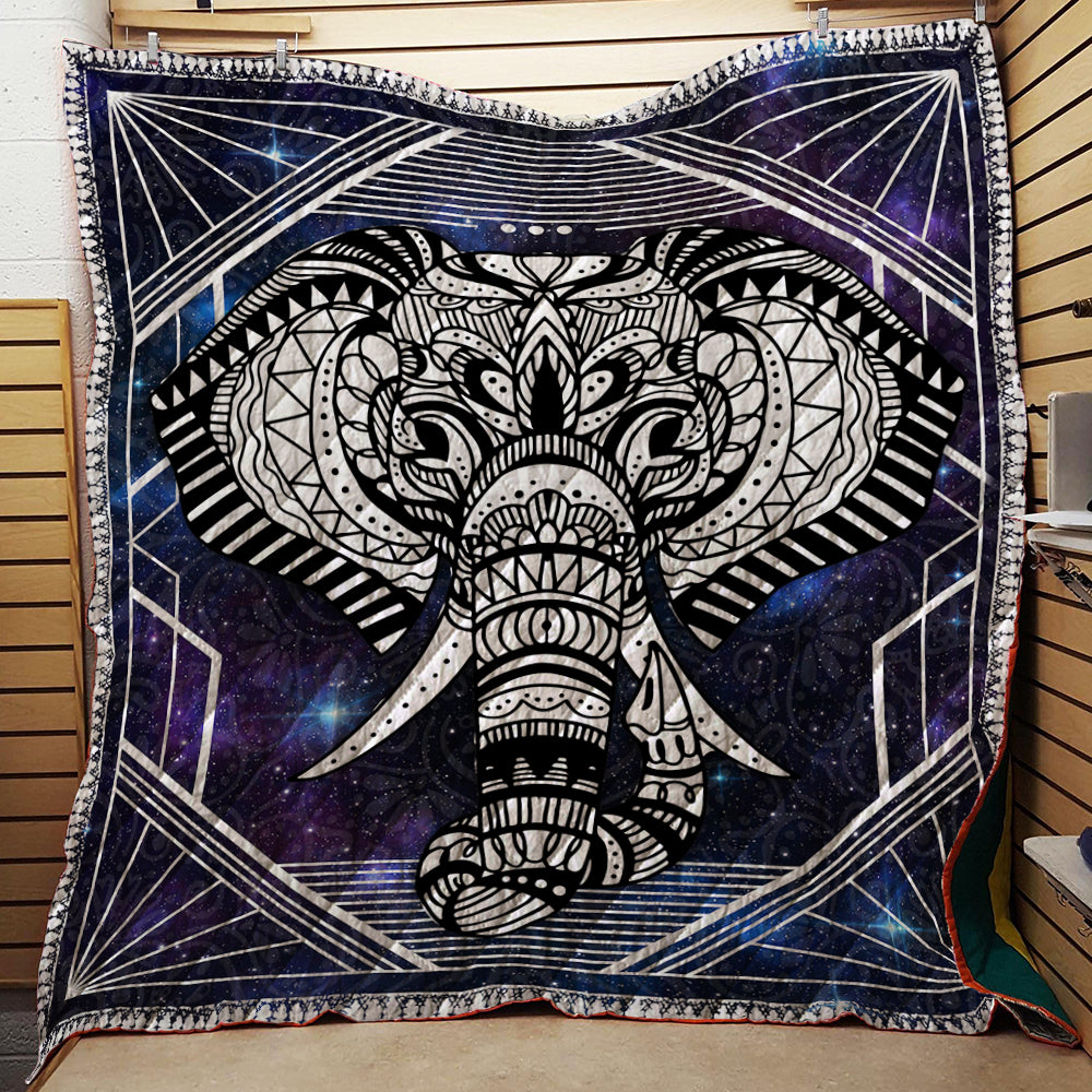 Indian Elephant 3D Quilt Blanket Queen (203x228CM)