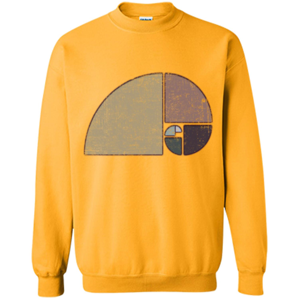 Distressed Geometric Fibonacci Spiral T-sihrt Gold