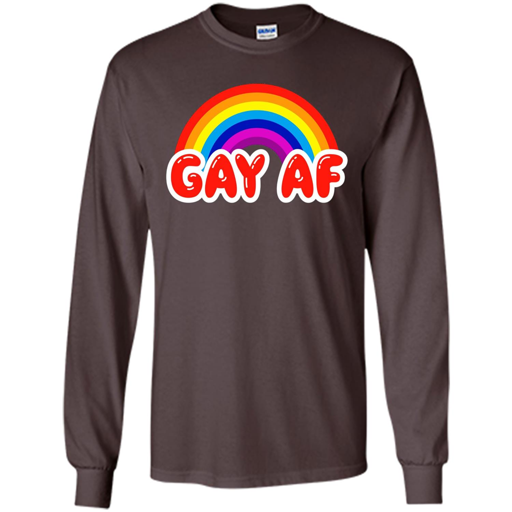 LGBTQ Pride T-shirt Gay AF Funny Gay Flag Rainbow Colors LGBTQ Pride Dark Chocolate