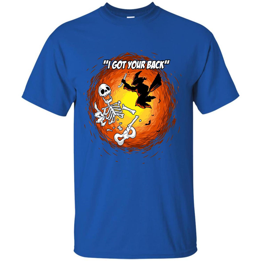 Funny Witch Skeleton Halloween 2017 I Got Your Back T-shirt Royal