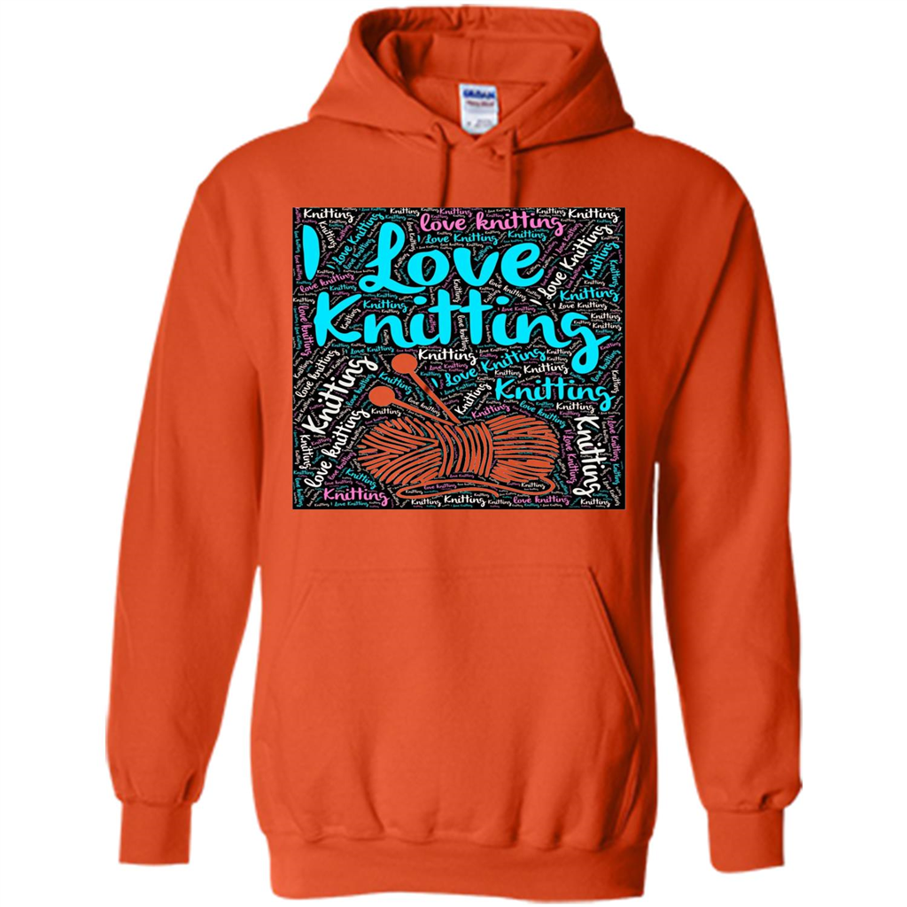 Knitting Wordcloud Knitter T-shirt Love Knitting Orange