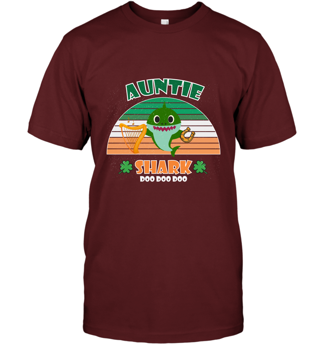 Irish Auntie Shark Saint Patricks Day Family Shirt T-Shirt Cardinal