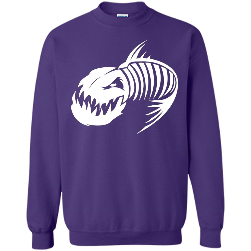 Fisherman Gift T-shirt Badass Fish Bone Skeleton Orange