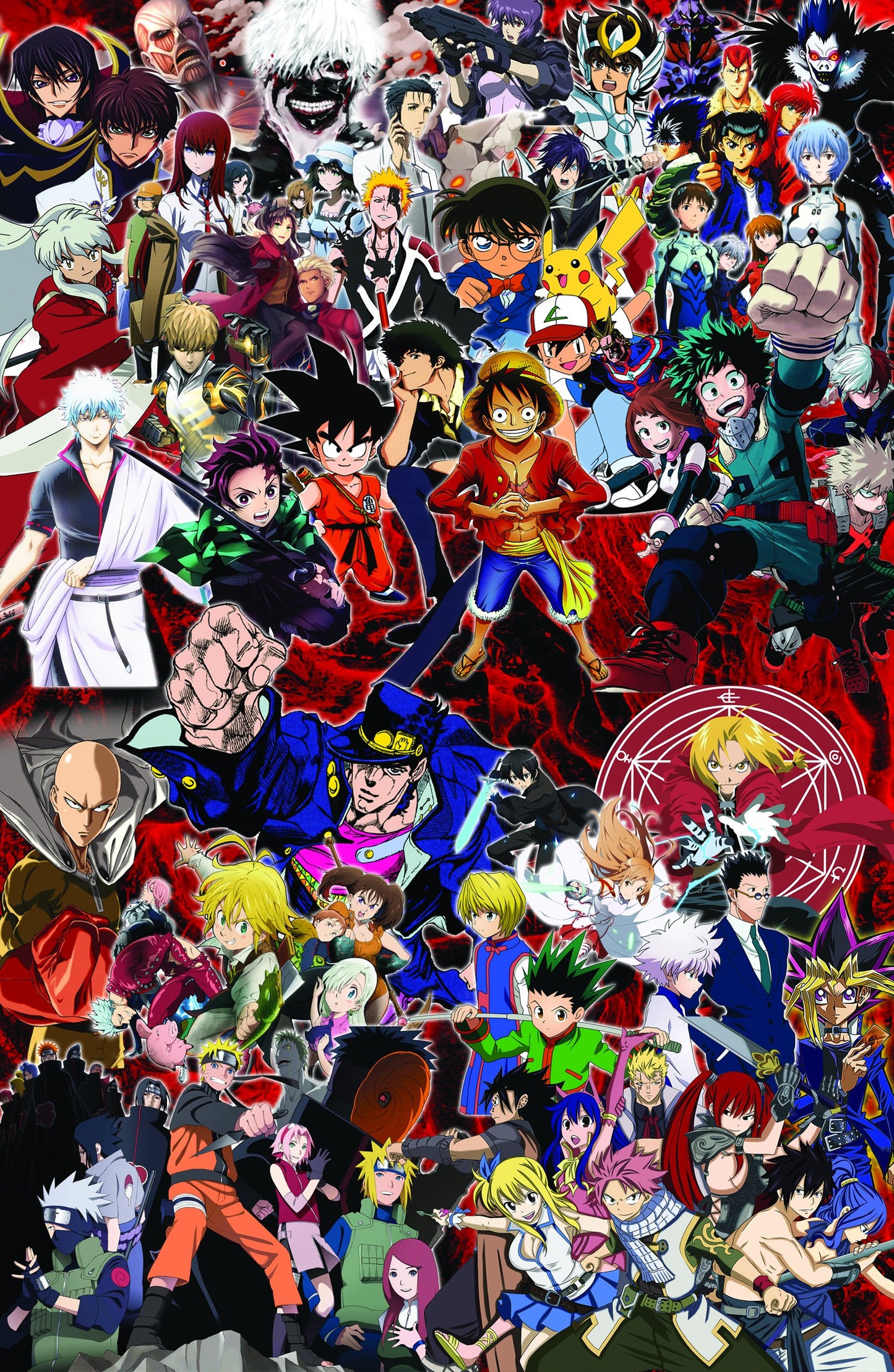 Anime Characters Complication (Dragon Ball, Naruto, One Piece, Bleach, Yu Gi Oh!, My Hero Academia, Pokemon, The Metal Alchemist, ect.) 3D Bed Set