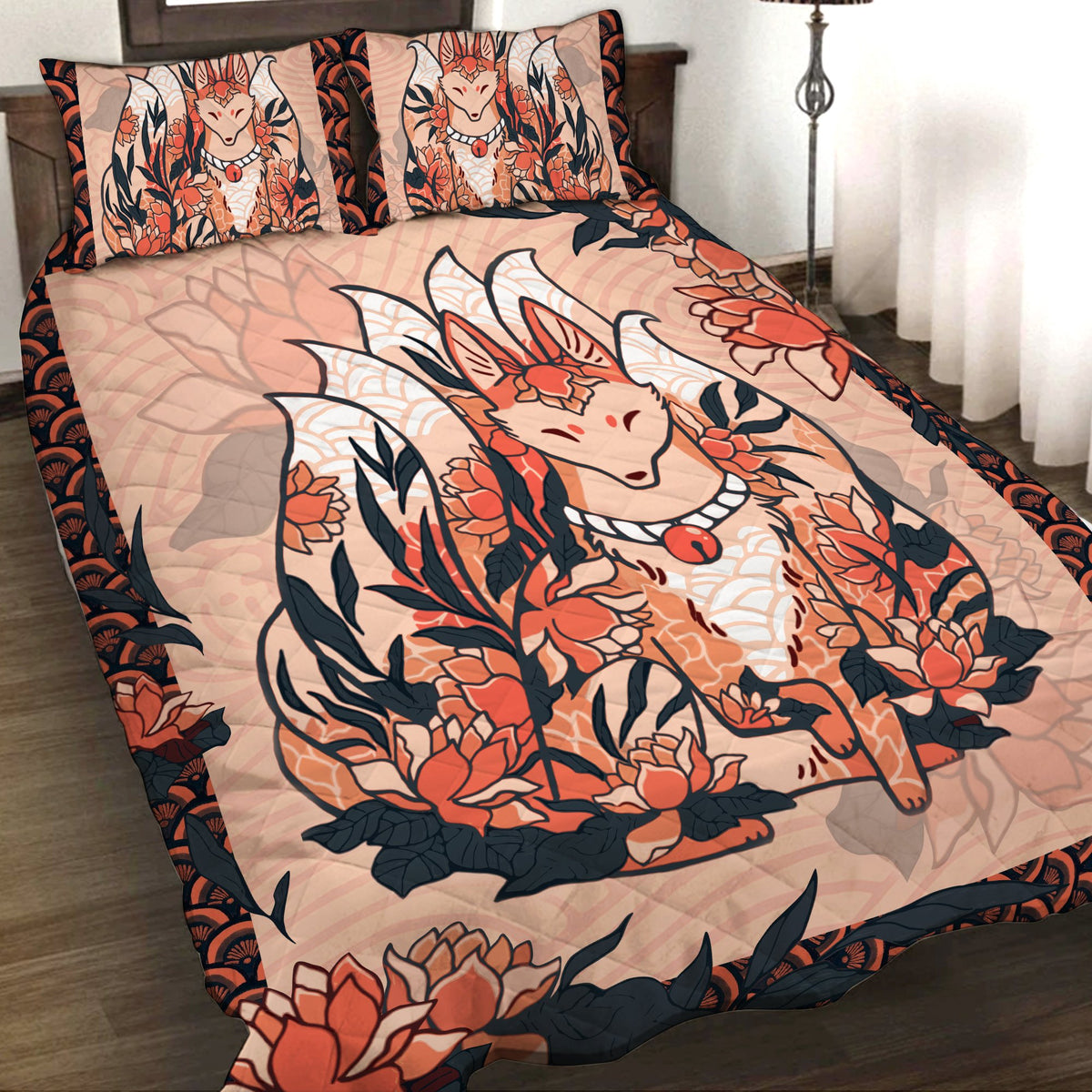 Nine Tail Fox 3D Quilt Set King (230x260CM)