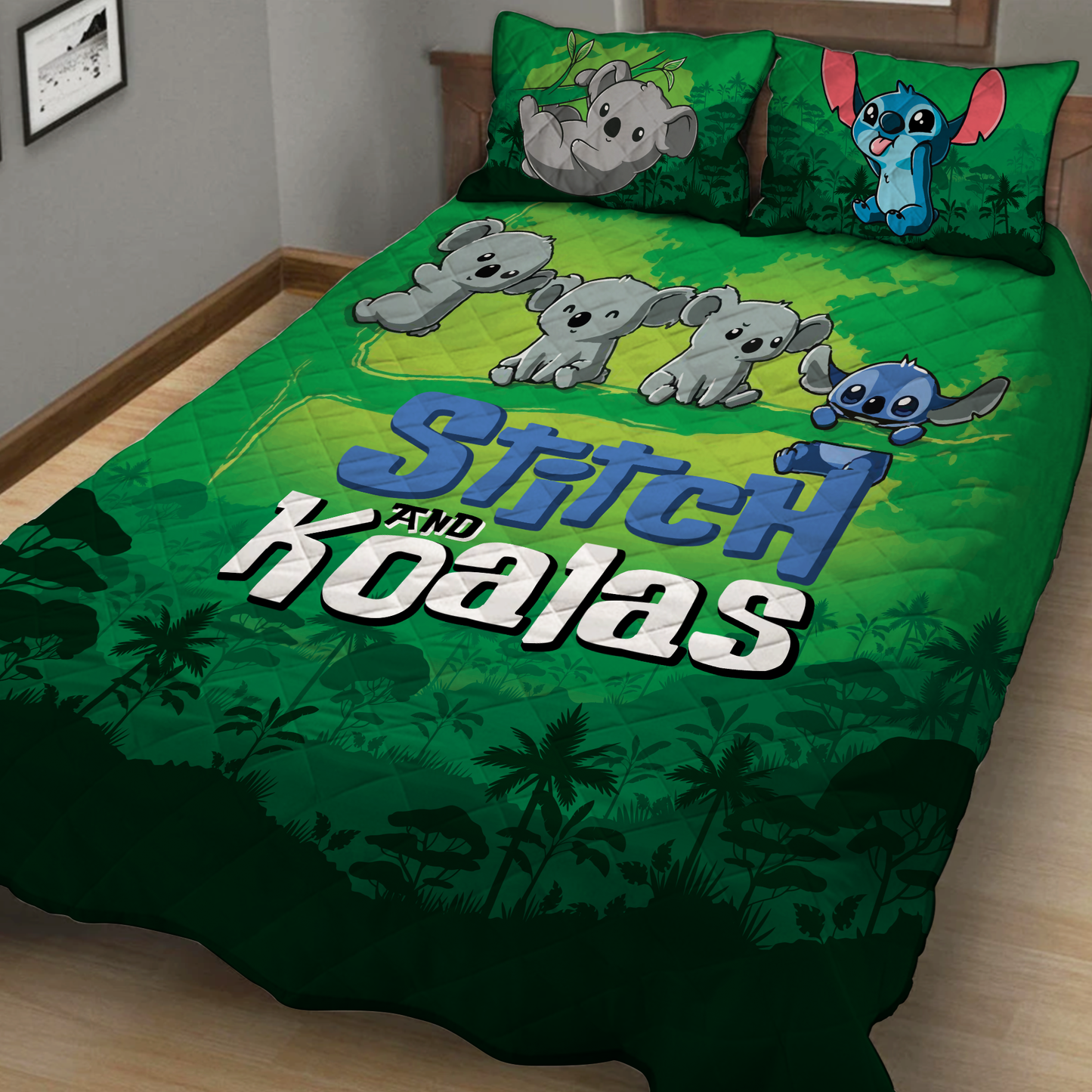 Stitch and Koalas 3D Quilt Set King (230x260CM)