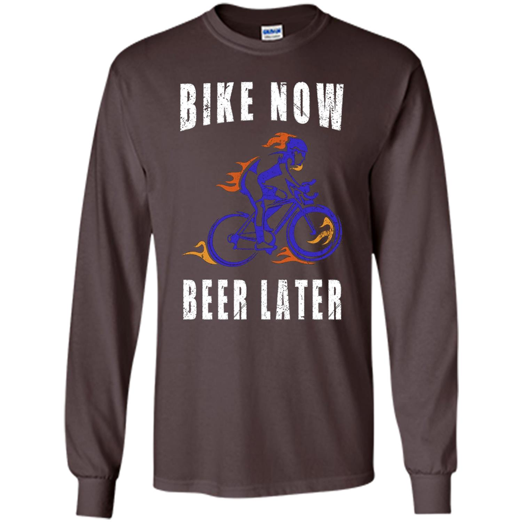Bike Now Beer Later T-shirt Dark Chocolate