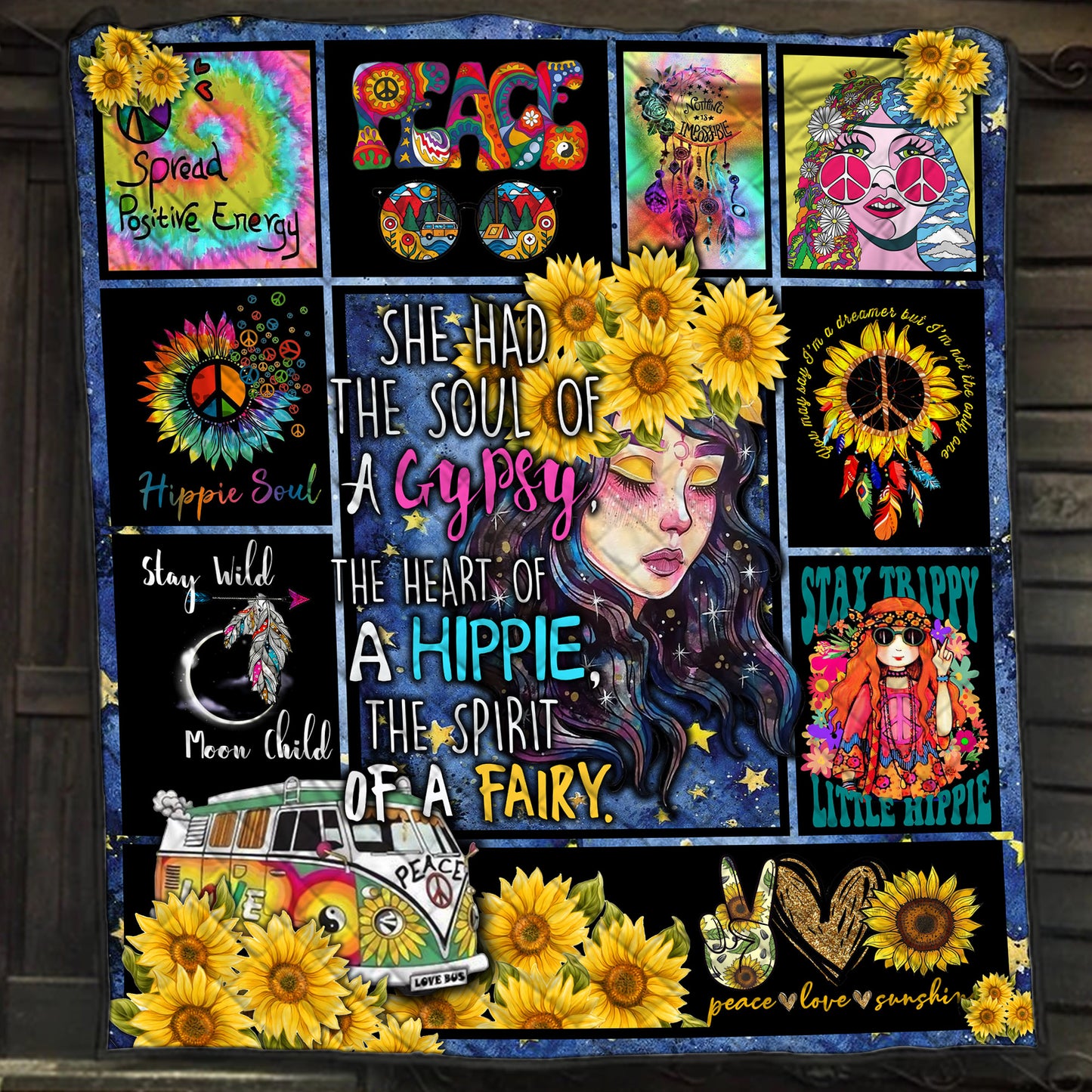 Hippie Girl She Has The Soul Of A Gypsy Quilt Blanket Quilt Set