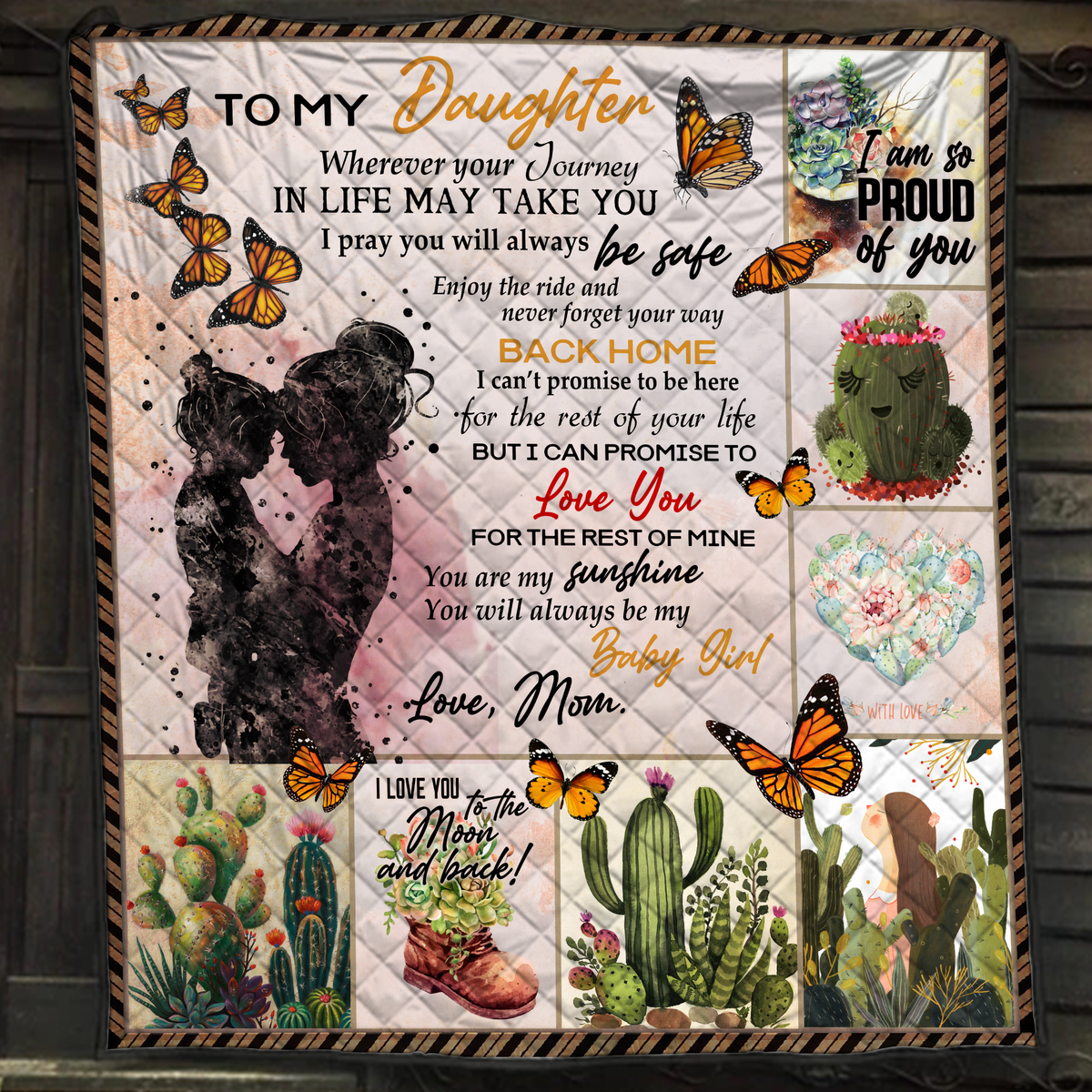 Mom To My Daughter Wherever Your Journey In Life. Succulent Plant Quilt Blanket Quilt Set