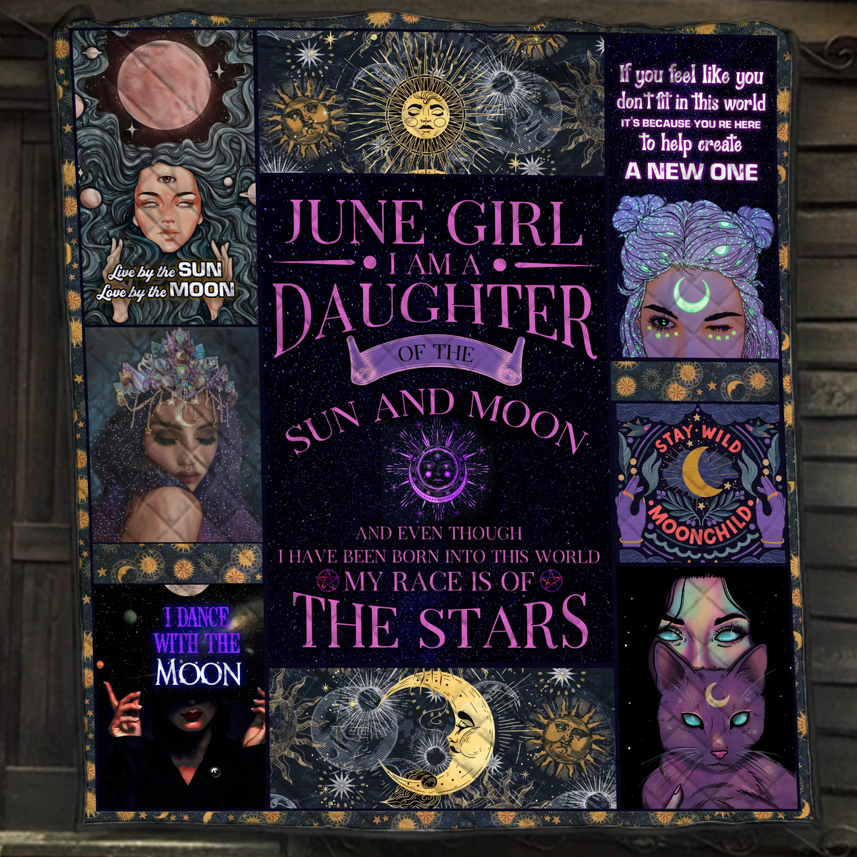 June Girl Daughter of the sun and moon Quilt Blanket Quilt Set