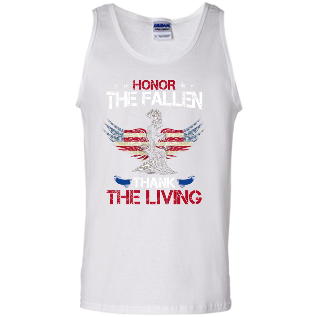 Military T-shirt Honor The Fallen Thank The Living White