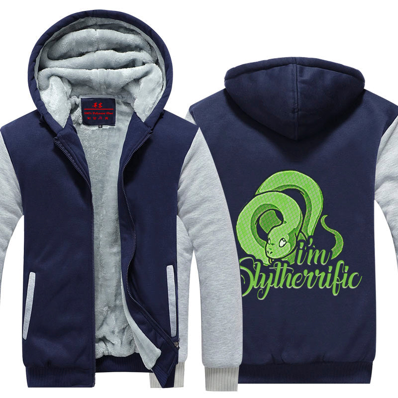 I'm Slytherrific Harry Potter Winter Zip Hoodies Navy-White