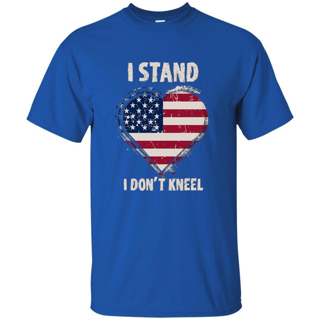 I Stand I Don't Kneel USA Flag Heart T-shirt Royal