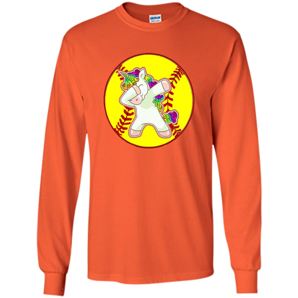 Unicorn Dabbing Softball T-shirt Orange