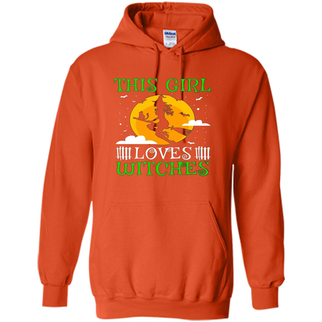 This Girl Loves Witches Witch Halloween T-Shirt Orange