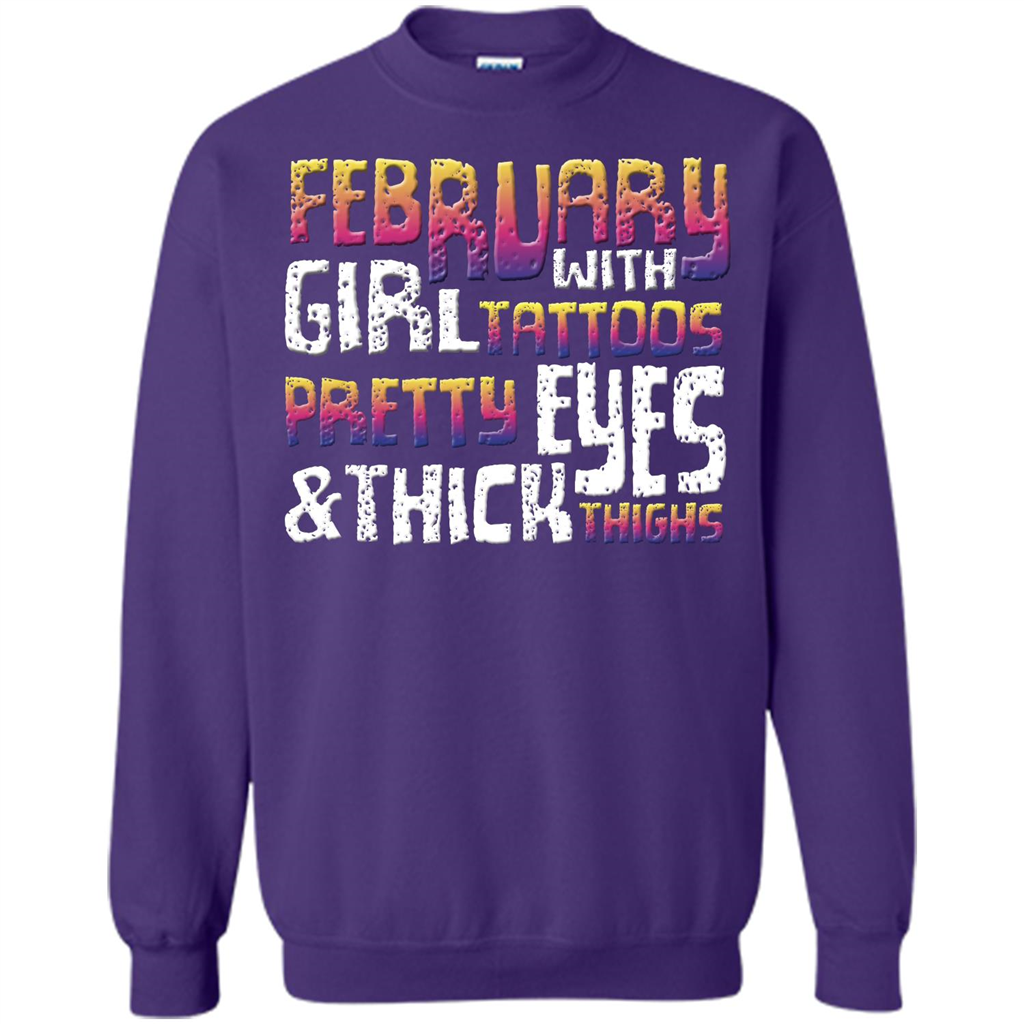 February Girl T-shirt With Tattoos Pretty Eyes and Thick Thighs Orange