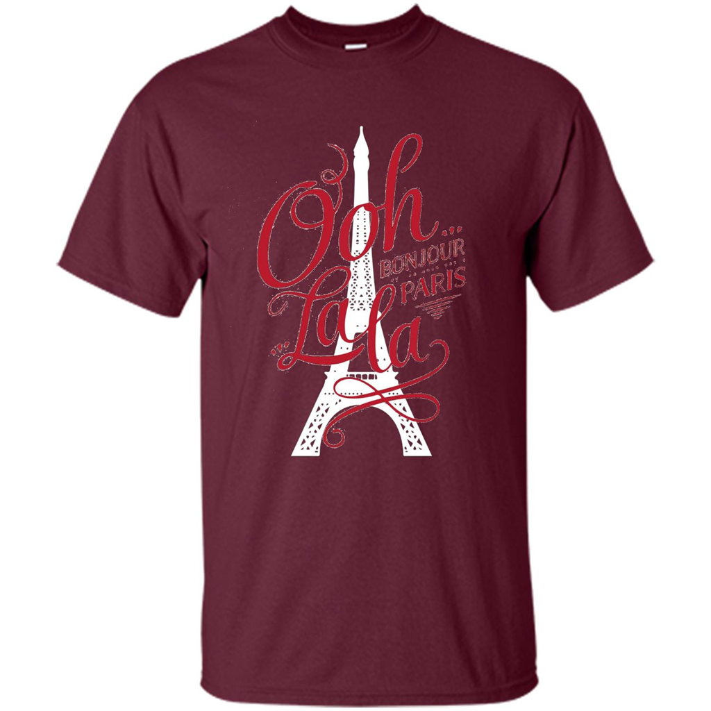 France Tshirt Bonjour Paris Tshirt, Hello Paris Tshirt Maroon