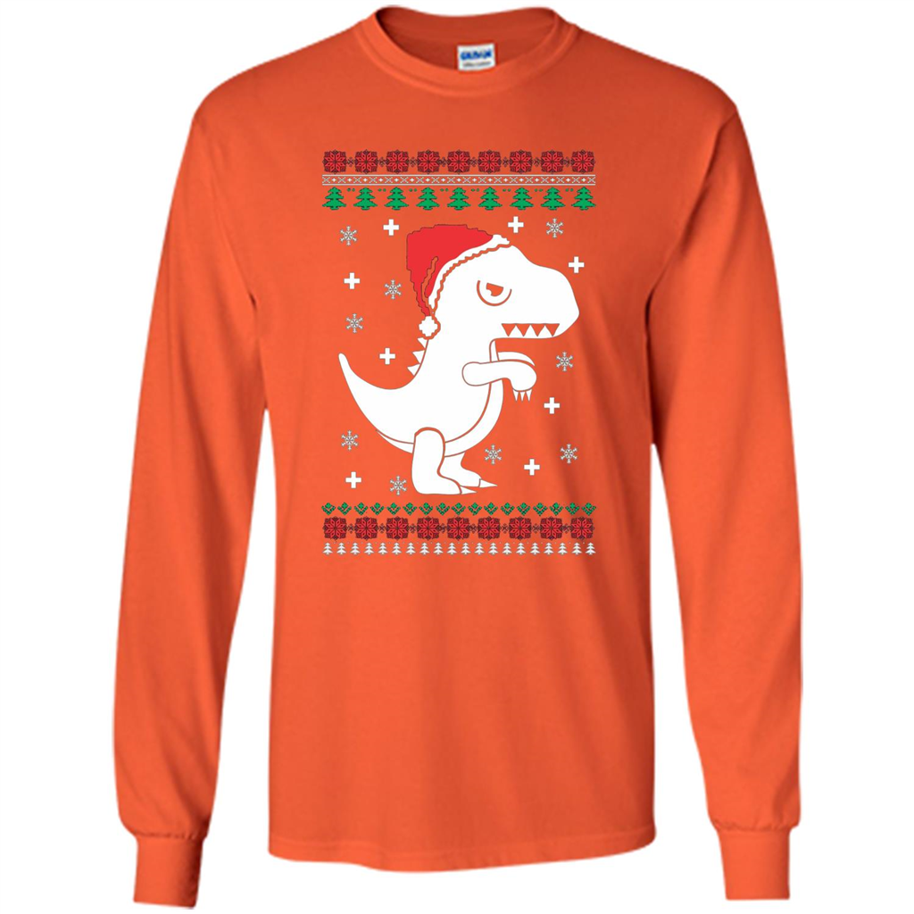 Dinosaur Christmas T-shirt T-rex T-shirt Orange