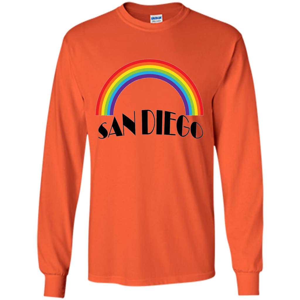 LGBTQ. San Diego LGBT Pride Rainbow T-shirt Orange