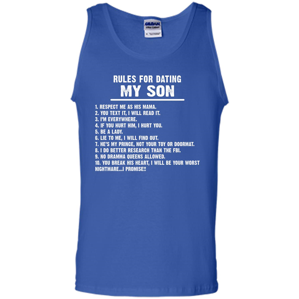 Parents T-shirt Rules For Dating My Son T-shirt Royal