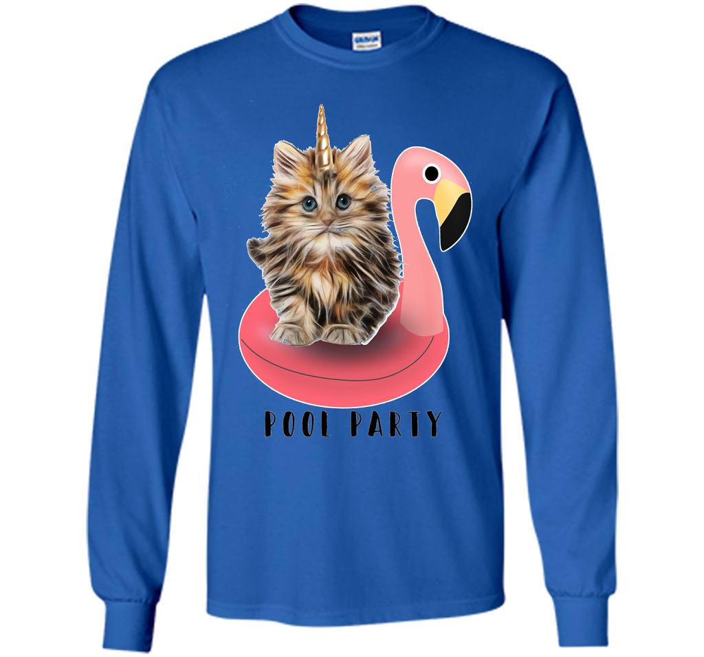 Pool Party Flamingo Float Funny Cat T-shirt for Women t-shirt Royal