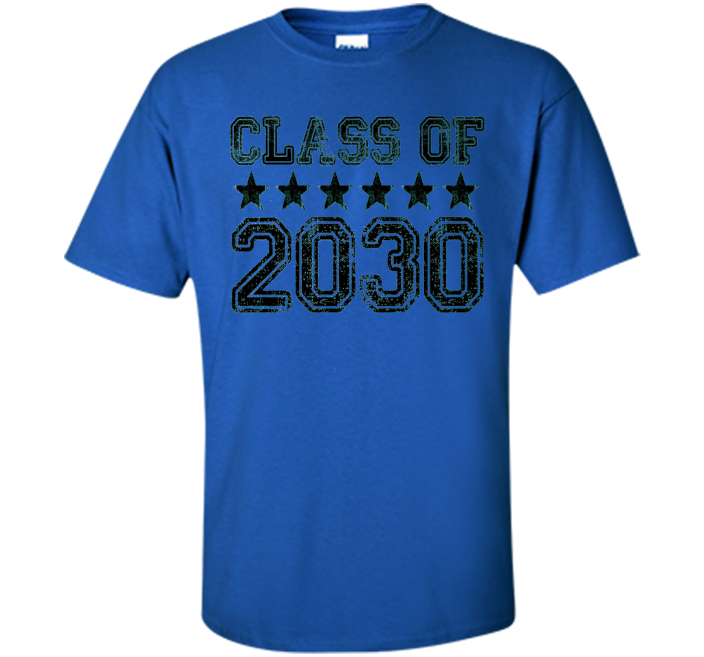 Class of 2030 Grow With Me T-Shirt - Kindergarten, White t-shirt Royal