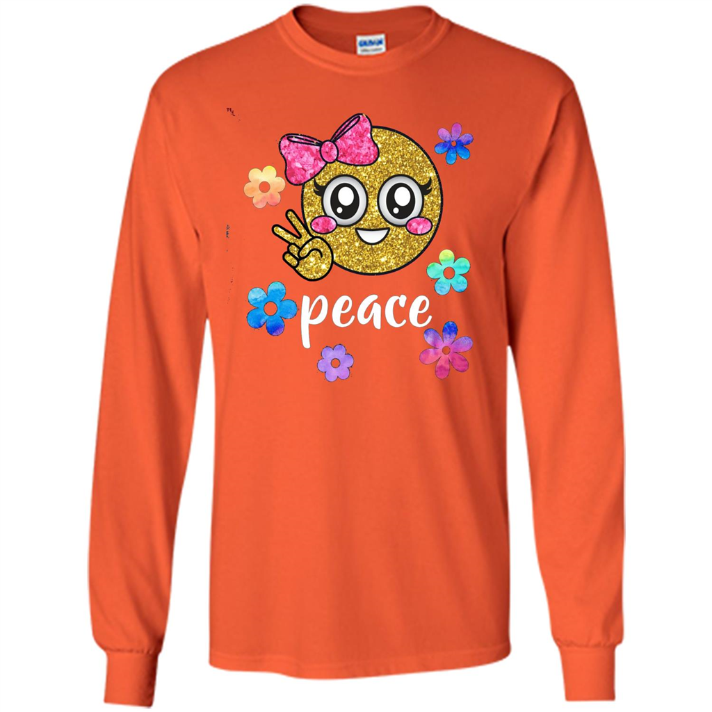 Cute Emoji Peace T-shirt Orange