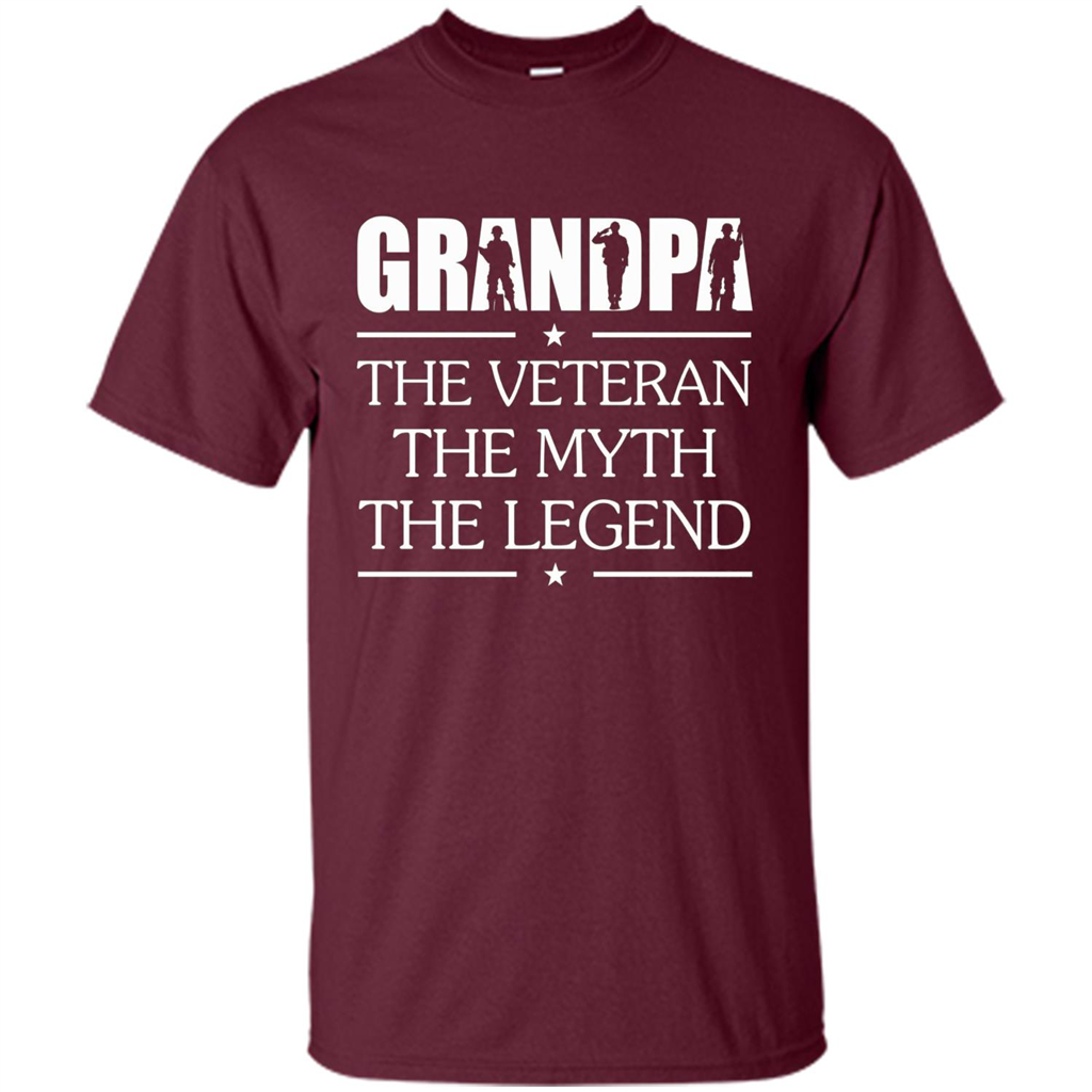 Fathers Day T-shirt Grandpa The Veteran The Myth The Legend Maroon