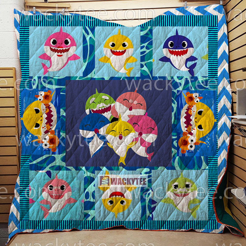 Family Shark 3D Quilt Blanket Queen (203x228CM)