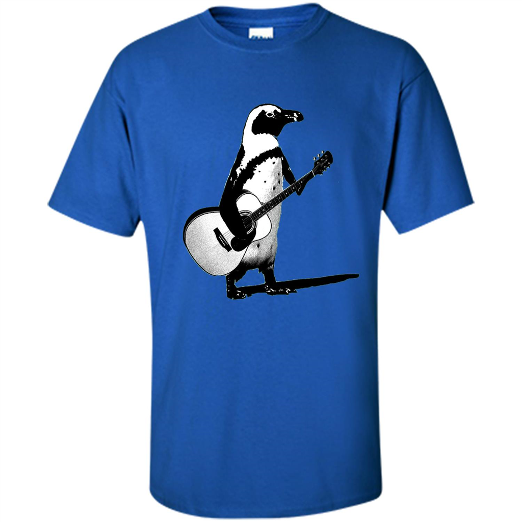 Funny Penguin T-shirt Penguin Plays Guitar Royal