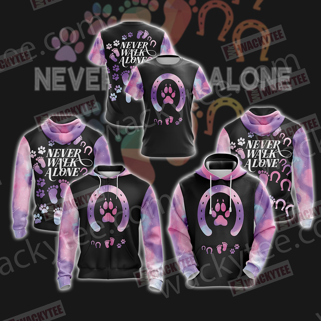 Never Walk Alone Dog and Horse Unisex 3D Hoodie