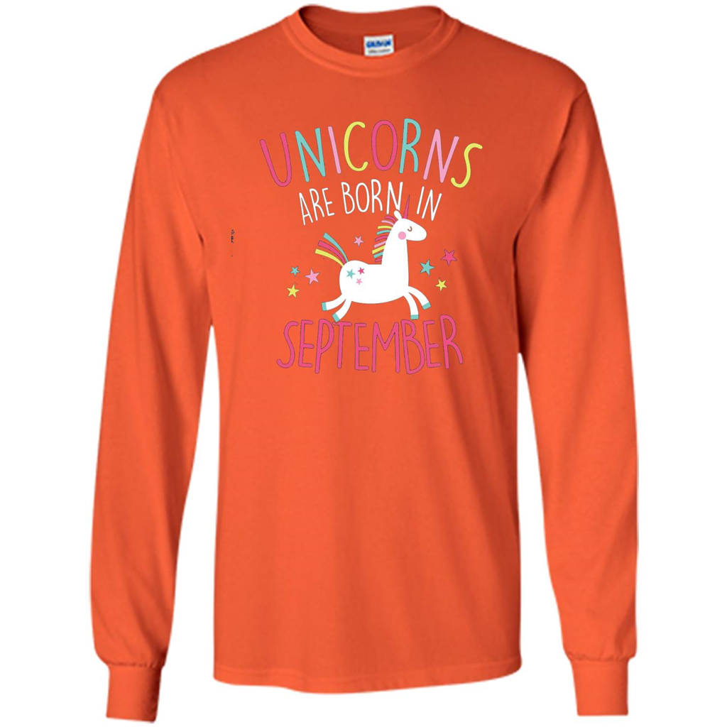 Unicorns Are Born In September Birthday T-Shirt Orange