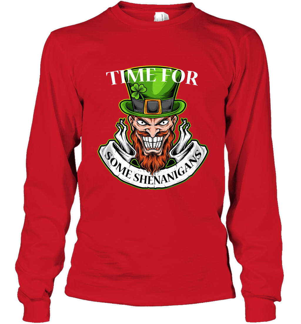 Time For Some Shenanigans Irish Shirt Long Sleeve T-Shirt Red