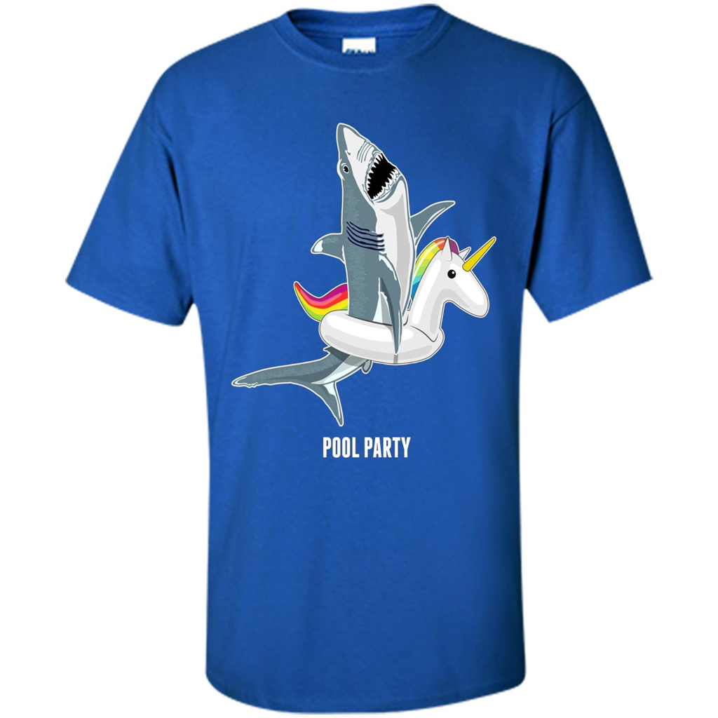 Pool Party Unicorn Float Funny Shark T-shirt Royal