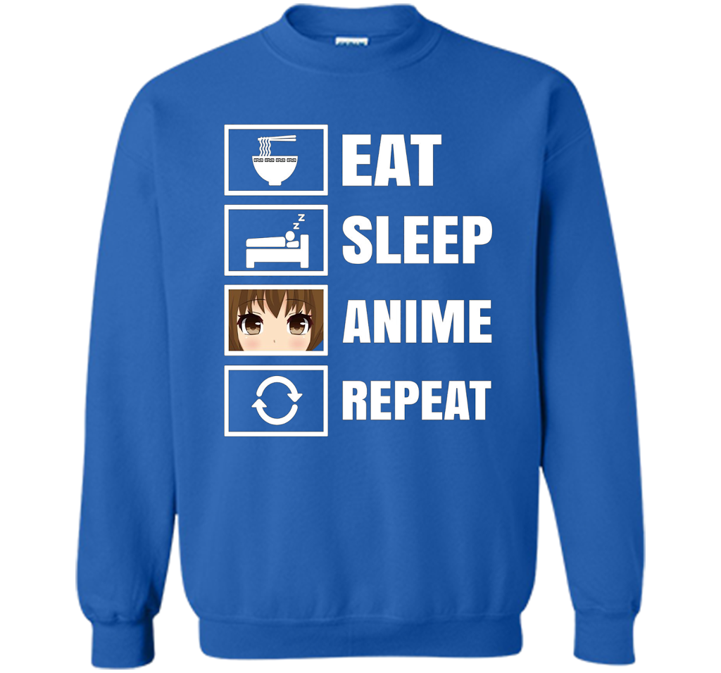Eat Sleep Anime Repeart T-Shirt Funny Anime Geek cool shirt Royal