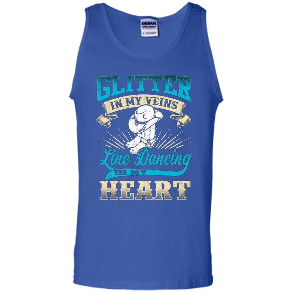 Line Dancing T-shirt Glitter In My Veins Line Dancing In My Heart Royal