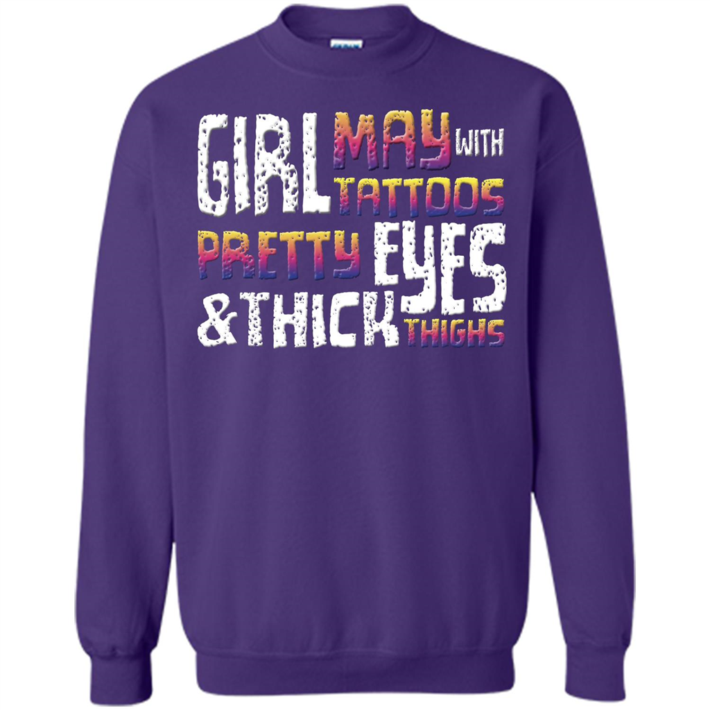 May Girl T-shirt With Tattoos Pretty Eyes and Thick Thighs Orange