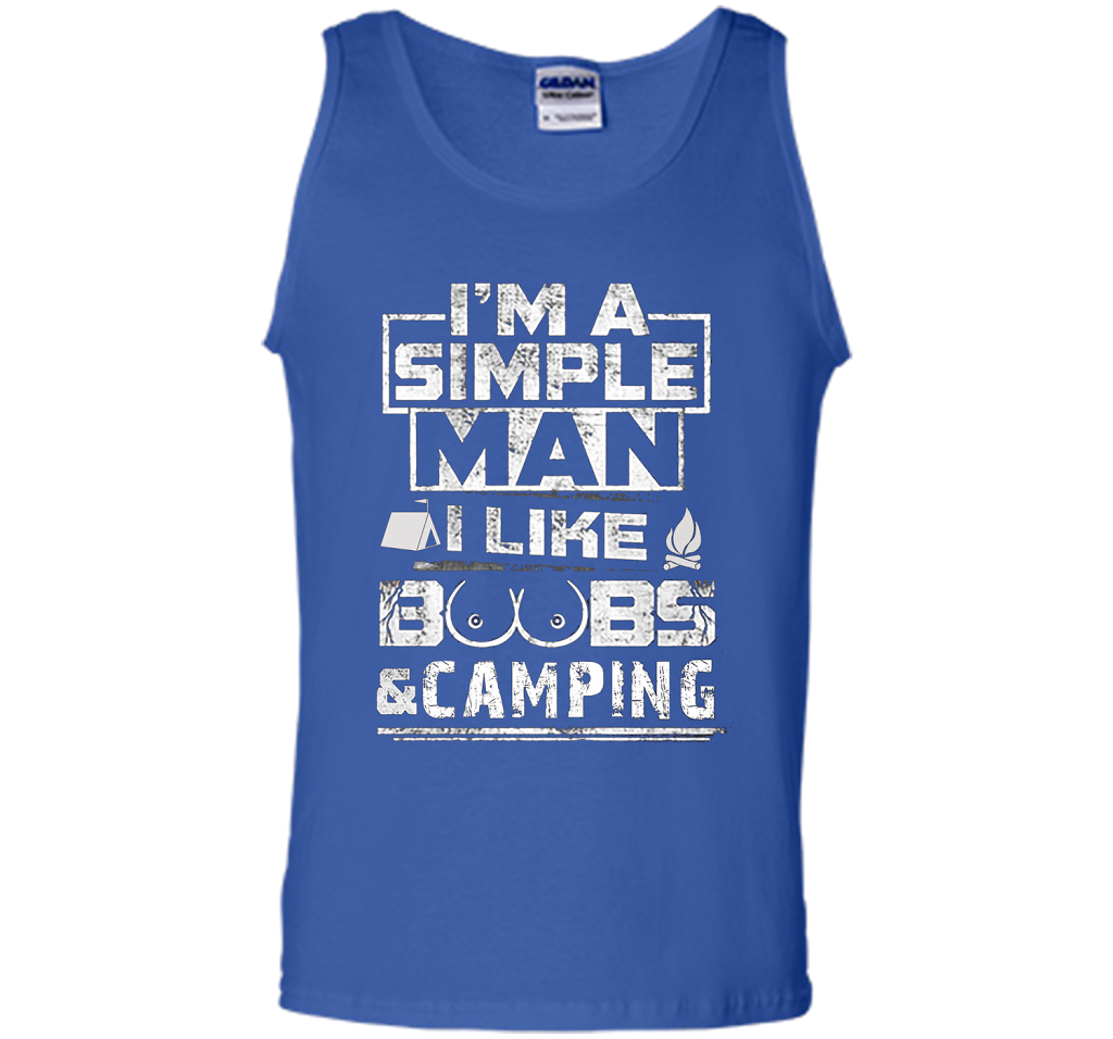 Mens I'M A SIMPLE MAN I LIKE BOOBS & CAMPING cool shirt Royal