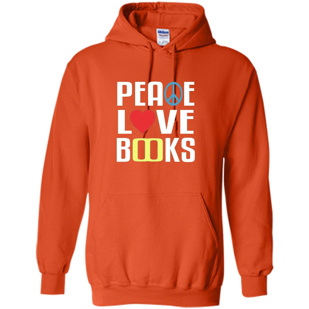 Book Reader T-shirt Peace Love Books Orange
